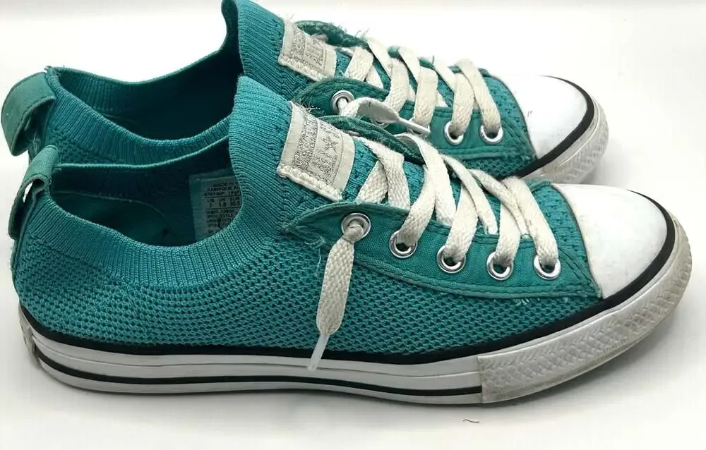 Converse Chuck Taylor All Star Ocean Drip Teal Knit Slip-On Junior Sneakers US 2